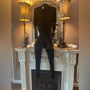 Jolie black long sleeve plunge jumpsuit